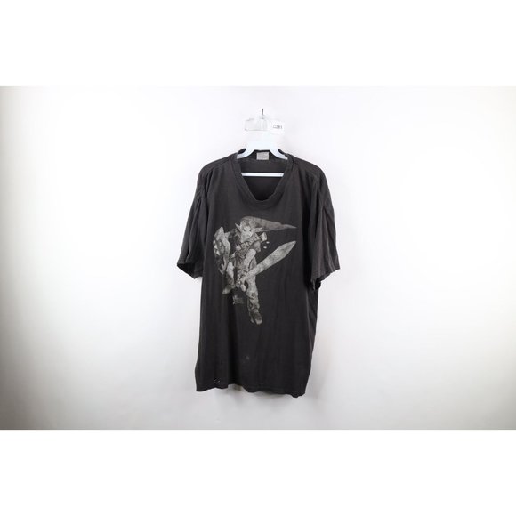 Vintage 90s Mens Size XL Thrashed Spell Out Zelda Ocarina of Time T-Shirt Black